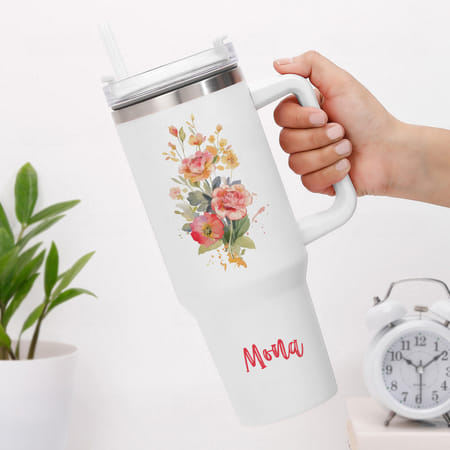 Personalized Watercolour Blooms Tumbler - White-picture-18