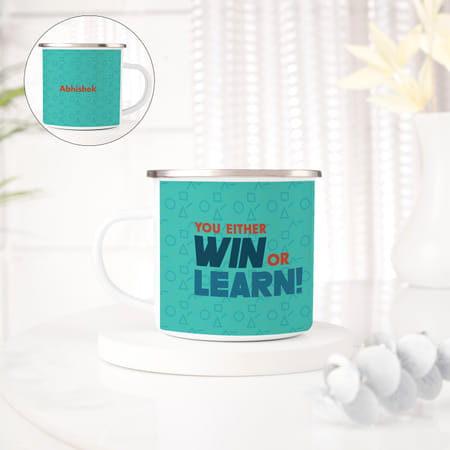 Personalized Win Or Learn Enamel Mug-image-43
