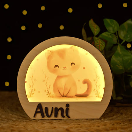 Personalized Wooden Cat Lamp For Kids-picture-16