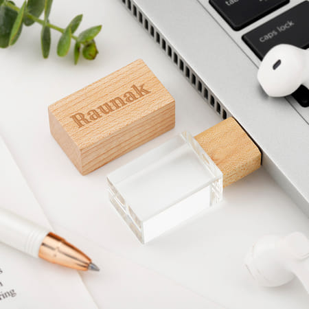 Personalized Wooden Crystal Pen Drive-image-2