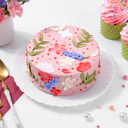 Pink Floral Delight Cake 1 KG-image-28