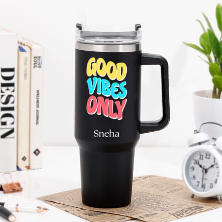 Positive Vibes Personalized Matte Black Tumbler-picture-33