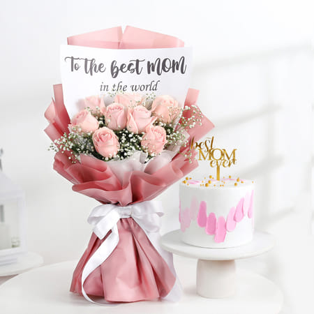 Pretty Rose Bouquet And Cake Combo-picture-34