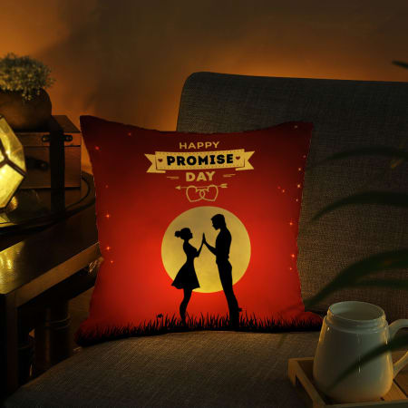 Promise Day Valentine LED Satin Cushion: Gift/Send Valentine's Day Gifts Online J11153567 |IGP.com