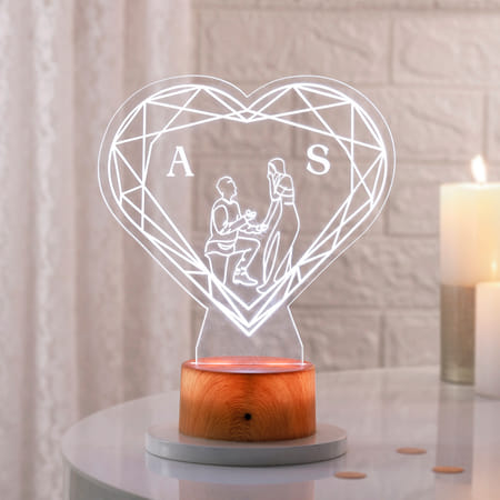 Promise Of Love Personalized LED Lamp - Wooden Finish Base-image-45