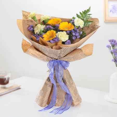 Radiant Sunshine And Purple Pop Bouquet-picture-26