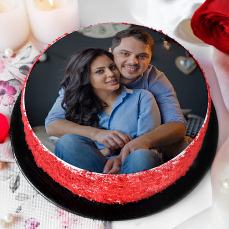 Red Velvet Photo Cake for Couple (Half Kg)-picture-32