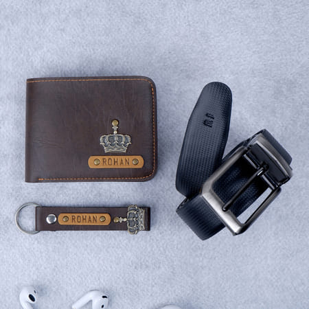Reversible Textured Belt And Wallet Combo - Personalized-image-5