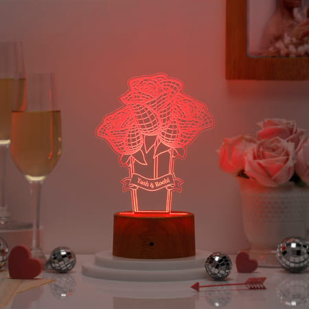 Romantic Roses Personalized LED Lamp With Brown Base-image-26