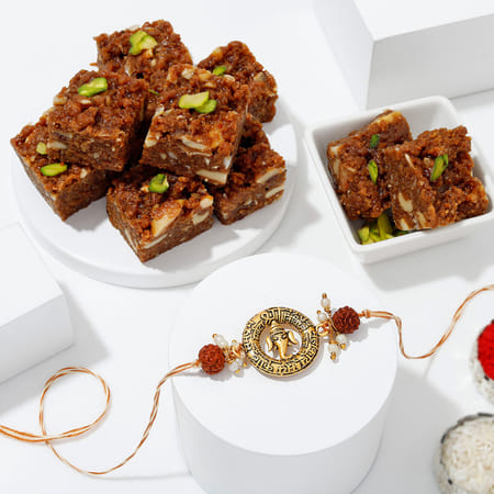 Sacred Rudraksh and Ganesh Rakhi Hamper-picture-32