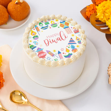 Serene White Diwali Cake (Half Kg)-picture-27