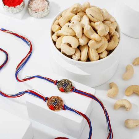 Set of 2 Peacock Rakhi With Cashews
