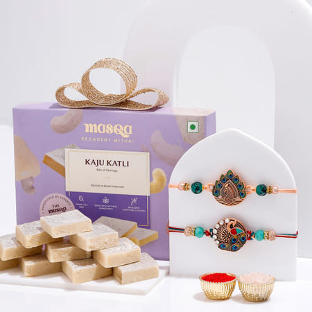 Set Of 2 Peacock Rakhi With Kaju Katli-image-6