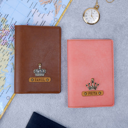 Sleek Tan And Peach Couple Passport Covers - Personalized-image-4