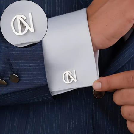 Sophisticated Personalized Gold And Silver Initials Cufflinks-picture-28