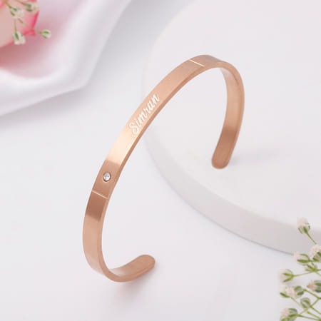 Stellar Glam Personalized Women's Cuff Bracelet - Rose Gold-image-12