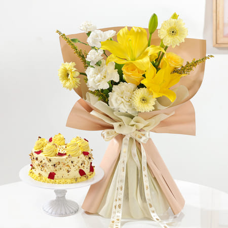 Sunshine Blooms And Rasmalai Cake Bliss