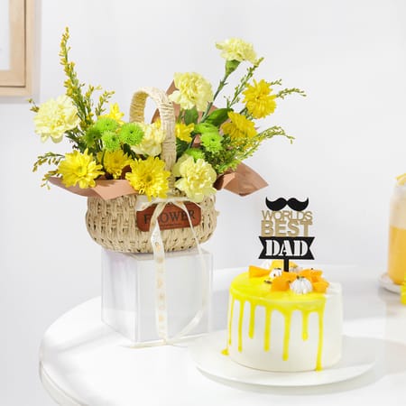 Sweet Blooms And Cake Father's Day Gift Combo-picture-35