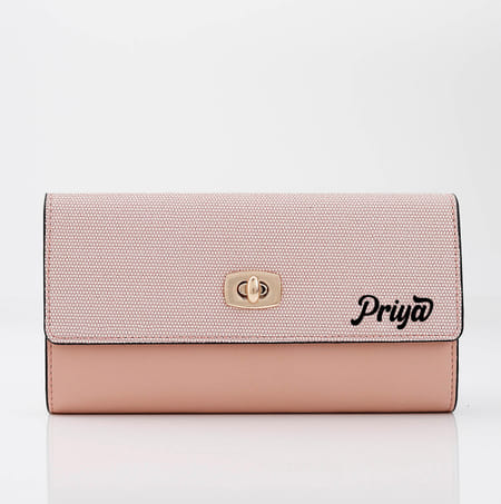 Textured Two-fold Women's Wallet - Peach Pink-picture-25
