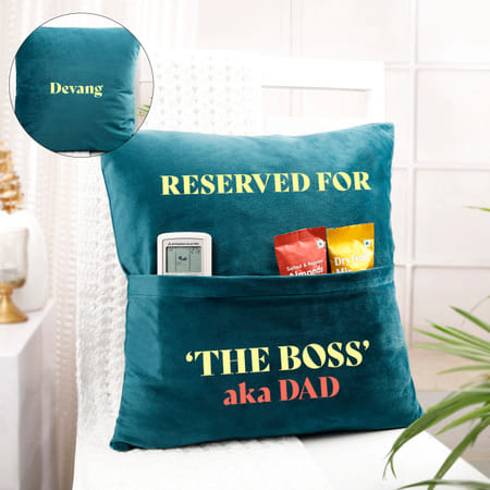 the boss personalized father's day cushion