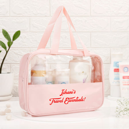 Travel Essentials Personalized Transparent Cosmetic Bag-image-13