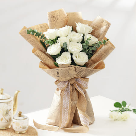 Vintage Charm White Rose Bouquet-picture-33