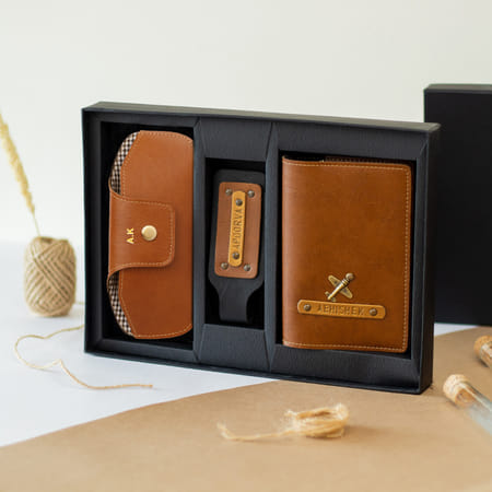 Wanderlust Personalized Travel Essentials Hamper - Tan-picture-25