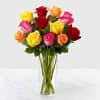 12 Mixed Roses in Vase Online