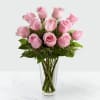 12 Pink Roses in Vase Online