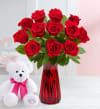 12 Red Roses With Teddy Bear Online