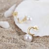 Buy 14K Gold Golden Crescent And Pearl Earrings