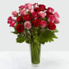 24 Red & Pink Roses in Vase Online