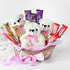 3 Teddy Bears with Chocolates in Basket Online