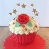 40th Giant Cupcake with Red Flowers (3 Kg) Online
