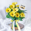 Gift 8 Yellow Gerberas in Square Vase for Father's Day