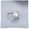 Gift Adjustable Floral CZ And Pearl Ring