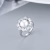 Buy Adjustable Floral CZ And Pearl Ring
