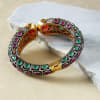 Gift Adjustable Semi Precious Bangle Studded with Ruby and Emerald