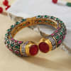 Adjustable Semi Precious Bangle Studded with Ruby and Emerald Online