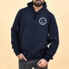 Always Smile Fleece Hoodie For Men- Blue Online