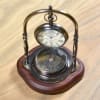 Gift Antique Brass Desk Watch And Compass