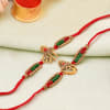 Gift Antique Divine Rakhis With Barfi And Cashews