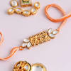 Gift Antique Kundan Rakhi And Almonds Combo