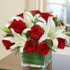 Arrangement of Red Roses and White Liliums Online