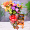 Assorted Flower Bouquet With Chocolates Online