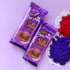 Gift Assorted Organic Holi Gulal with Cadbury Silk Bars