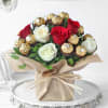 Assorted Roses & Ferrero Rocher Chocolates in Vase Online