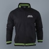 AWG High Neck Zippered Cotton Jacket (Black+Green) Online
