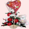Basket arr with balloon and teddy bear Online