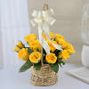 Gift Basket of 15 Yellow Roses with Assorted Dryfruits & Greeting Card